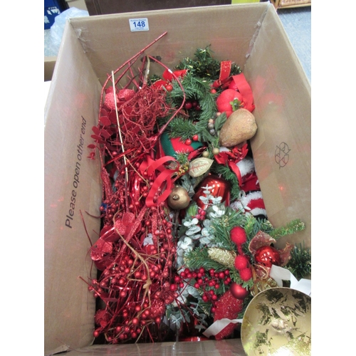 148 - Box of Christmas items