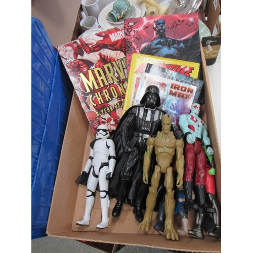 198 - Box of Marvel books and toys