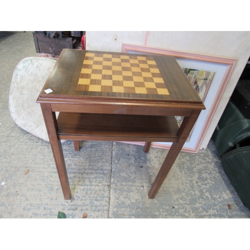 41 - Chess side table with lift up lid for pieces storage