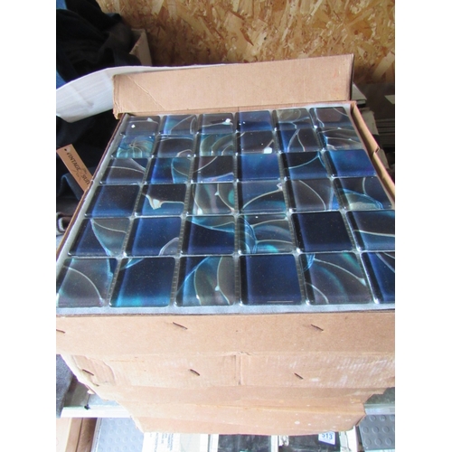 522 - 6 boxes of blue glass wall tiles