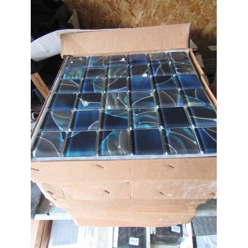 523 - 6 boxes of blue glass wall tiles