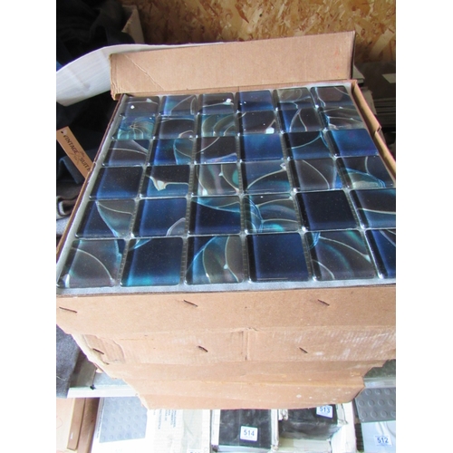 524 - 6 boxes of blue glass wall tiles