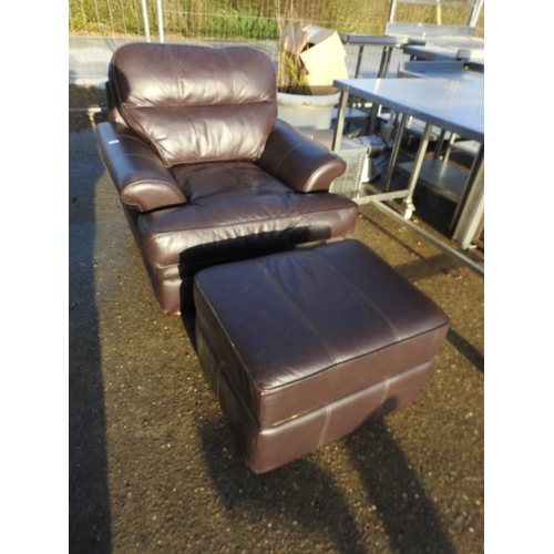 240 - Leather chair and storage stool