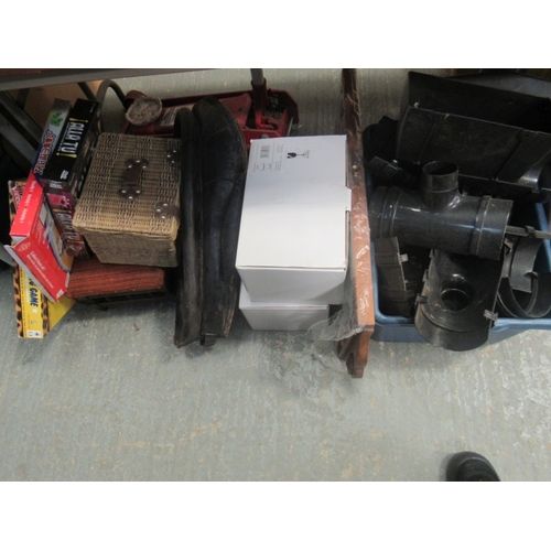 626 - Mixed lot, footstool, hardware etc