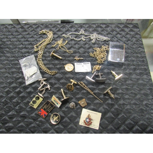 1 - Mixed lot jewellery, badges + Zippo lighters