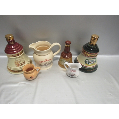 5 - 3 Whiskey jugs + 3 Bells Whiskey bottles (empty)