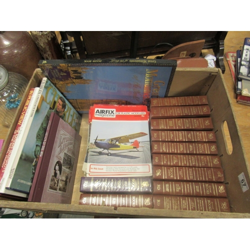 67 - Wooden box of books + Airfix magazines