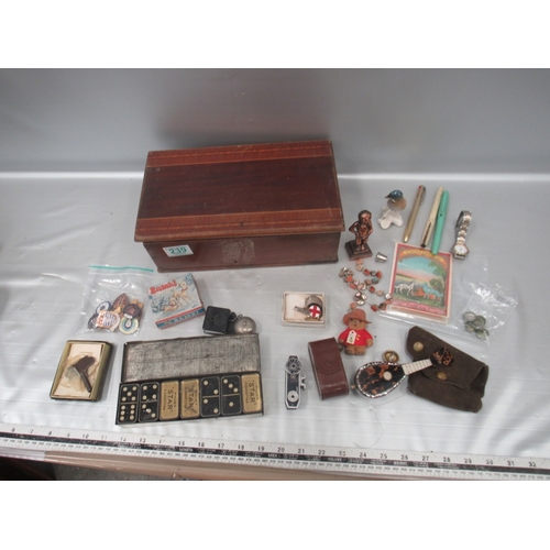 Wooden box of collectables