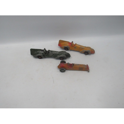 3 x Very rare 1940's Morestone metal racing cars