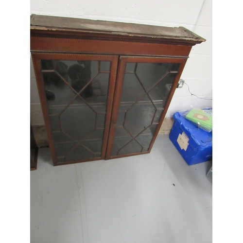 293 - Antique inlaid glass cabinet