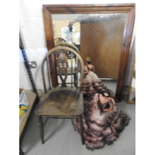 253 - Pine mirror + chair and Spanish dancer
