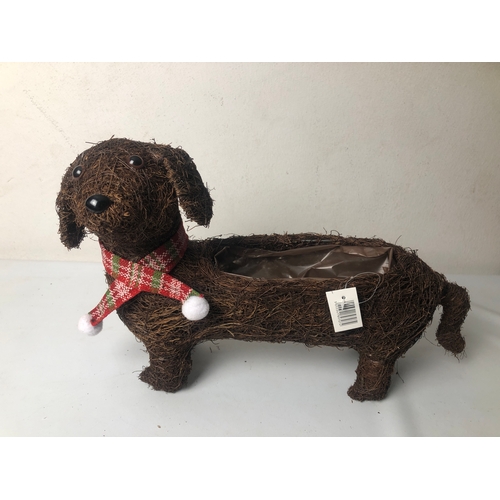 260 - 41cm large sausage dog planter with plastic lining