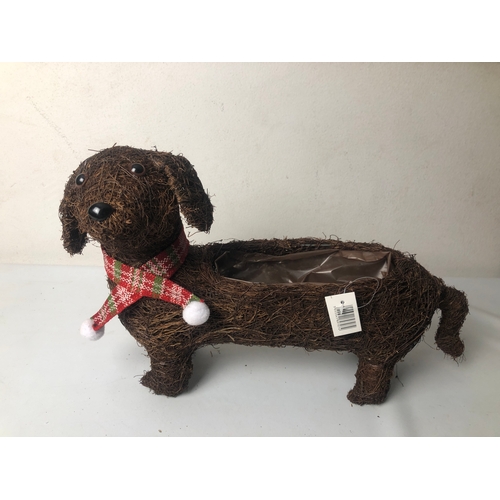 261 - 41cm large sausage dog planter with plastic lining