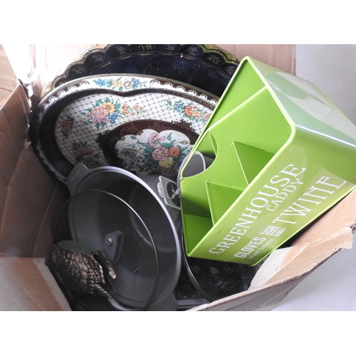 294 - Box of trays + kitchen items