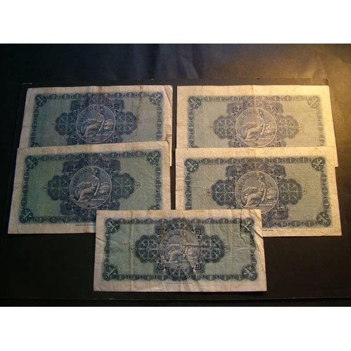 100 - British Linen Bank.  £1 x5: 4.3.1947, pref. A/2, D74-3 (SC205b, P-157c); 28.12.1955, pref. Z/2, D74-... 