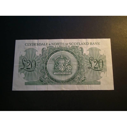 107 - Clydesdale & North of Scotland Bank Limited.  £20, 1.8.1962, ser. E 028125, D23-2 (SC315b, P-193b), ... 