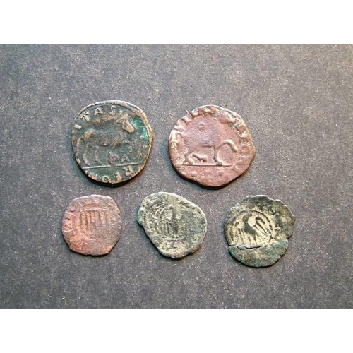 147 - ITALY.  Kingdom of Aragon, Sicily, Sardinia & Naples.  AE Carlino & billon Denaro of John II (1458-7... 