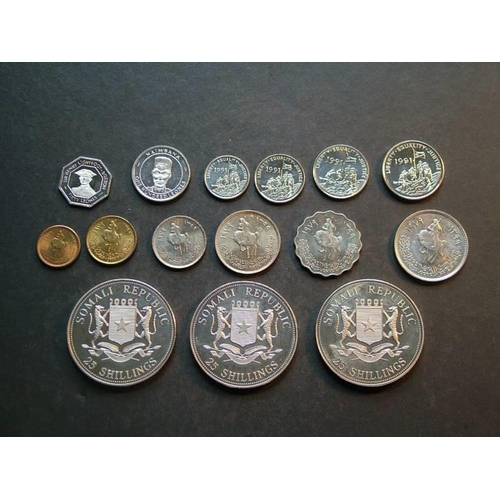 174 - AFRICA.  Eritrea, 1, 5, 10 & 25c, 1997; Libya, 1, 5, 10, 20, 50 & 100 Dirhams, 1979; Sierra Leone, 5... 