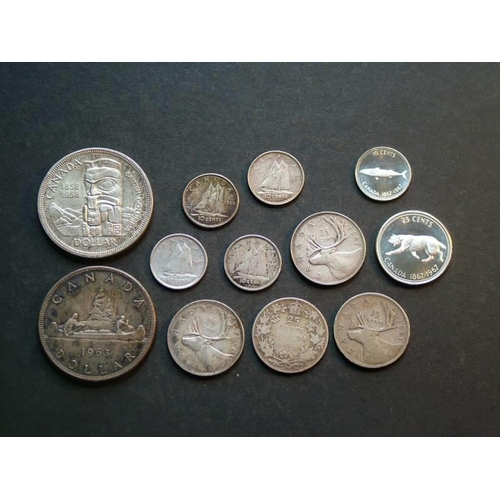 219 - CANADA.  10c (1939, 1942, 1947, 1960, 1967 Proof), 25c (1918, 1941, 1942, 1947, 1967 Proof) and $1 (... 