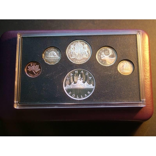 224 - CANADA.  Proof set, 2003, 1c to $1, Voyager, 50th anniv. Coronation of QEII.  Cased, NFDC, toning, s... 