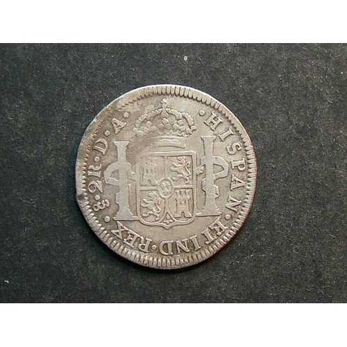 228 - CHILE.  2 Reales, 1799 D.A., Santiago mint, KM59, VG