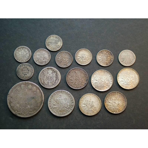 249 - FRANCE.  50 Centimes (1888A, 1895A, 1898, 1900, 1910, 1912, 1917 x2), 1 Franc (1869A, 1916 x3, 1918,... 