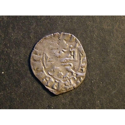 270 - Edward III (1327-1377), Anglo-Gallic “black money”, Ar “Double au Léopard sous Coronne”, +?D’ R?X An... 