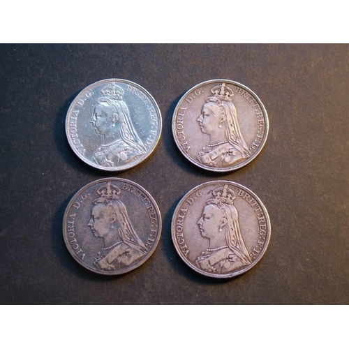 282 - Crown.  1888, 1889, 1890 & 1891, all about NF or slightly better, first polished.  (4)