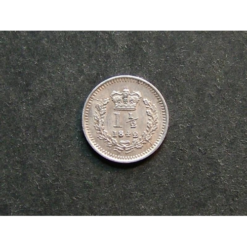 321 - Silver Three-halfpence.  1842, VF