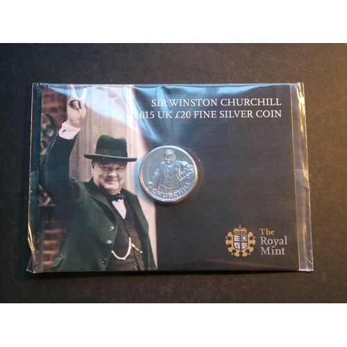 366 - Twenty Pounds.  2015, Churchill, BU in original Royal Mint packaging.