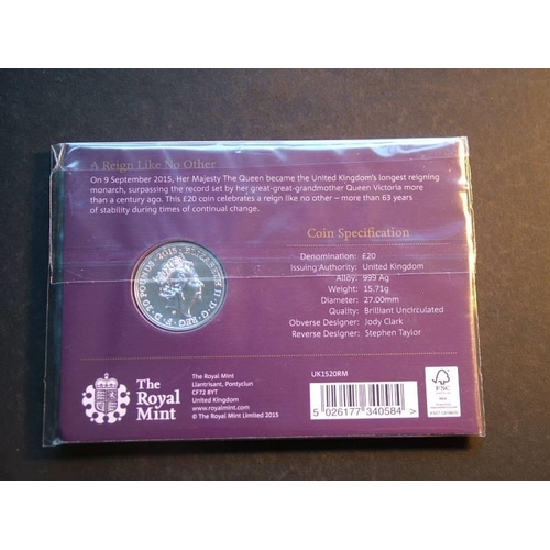 367 - Twenty Pounds.  2015, Longest Reigning Monarch, BU in original Royal Mint packaging.