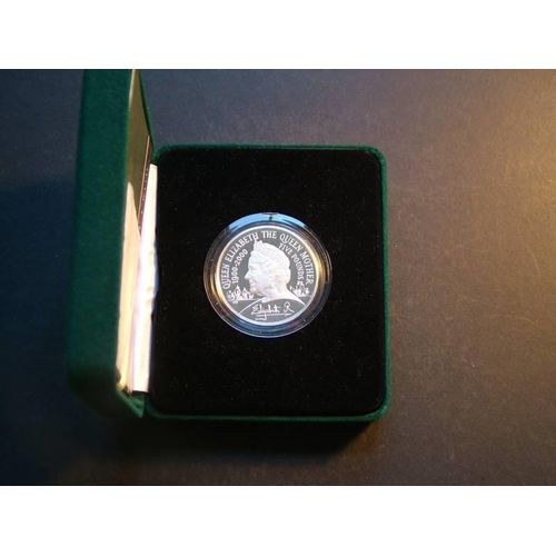 368 - Five Pounds.  2000, Queen Mother’s 100th birthday, silver PROOF piedfort, cased FDC