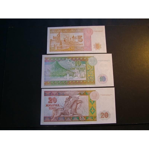 39 - KAZAKHSTAN.  5, 10 & 20 Tenge, 1993, P-9 to P-11, UNC  (3)