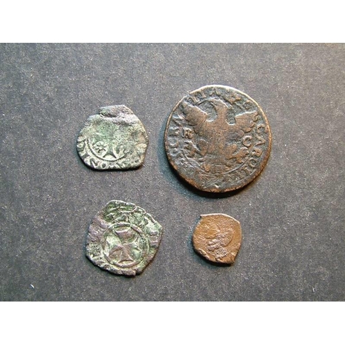 400 - ITALIAN STATES.  Sicily.  Billon denaro of Manfred (1258-64), Messina mint; billon denaro of Frederi... 