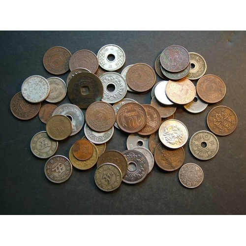 410 - JAPAN.  4 Mon, ND(1769-186); 1 rin, 1875 & 1883; 5 sen, 1889, 1891, 1896, 1899; 10s, 1870, shallow s... 