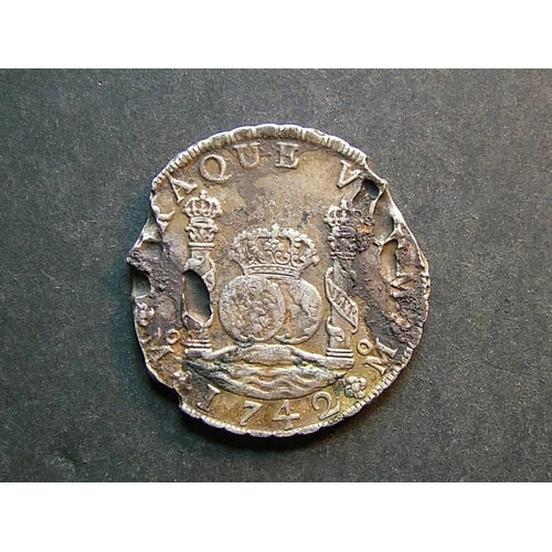 413 - MEXICO.  8 Reales, 1742 Mo-M.F., KM103, VF/NVF, corroded, ex-shipwreck.