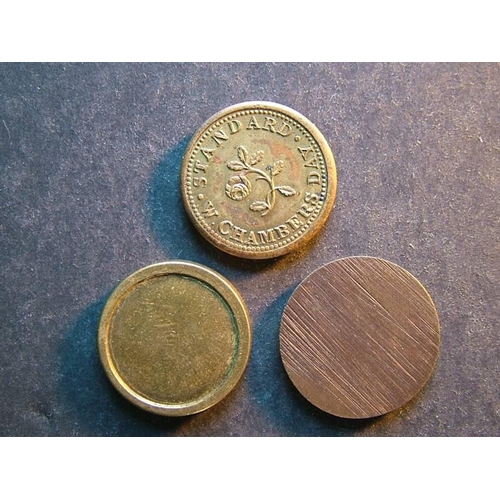 548 - Coin Weights.  CURT WEIGHT SOVEREIGN 5D 2½G 1842 / STANDARD W. CHAMBERS DAY, rose, 22mm, brass, EF, ... 