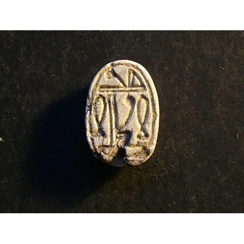 651 - Egypt.  Late period, 18th to 26th Dynasties (1543-525BC), white steatite Scarab amulet, c.17mm x 12m... 