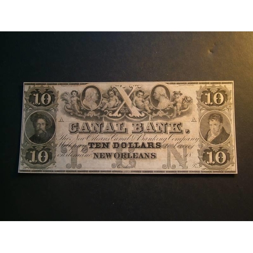 68 - U.S.A.  New Orleans Canal & Banking Company, $10, 18xx, series A, unissued remainder, GVF+