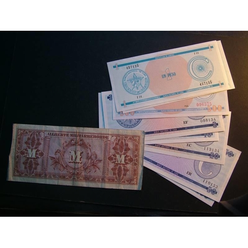 7 - ACCUMULATION.  World.  Cuba, Foreign Exchange Certificates, series C, 1st issue, 1, 5 & 500 Pesos, P... 