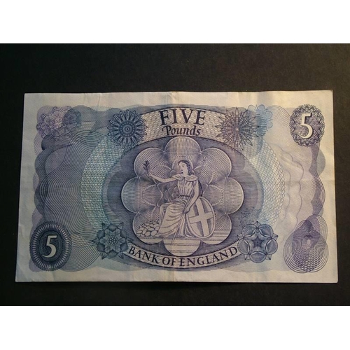 89 - £5, FFORDE, Dug.B313 (BE102), replacement issue, serial no. M20 463036, NVF