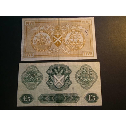 97 - Bank of Scotland.  £5, 8.10.1963, pref. B, D124-2 (SC119a, P-06a), NF, number written on back, and 9... 