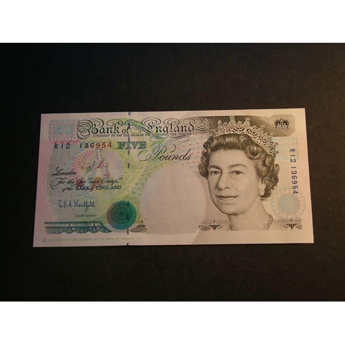 100 - £5, KENTFIELD, Dug.B362 (BE119b), First series, serial number R12 136954, ERROR: watermark shifted v... 