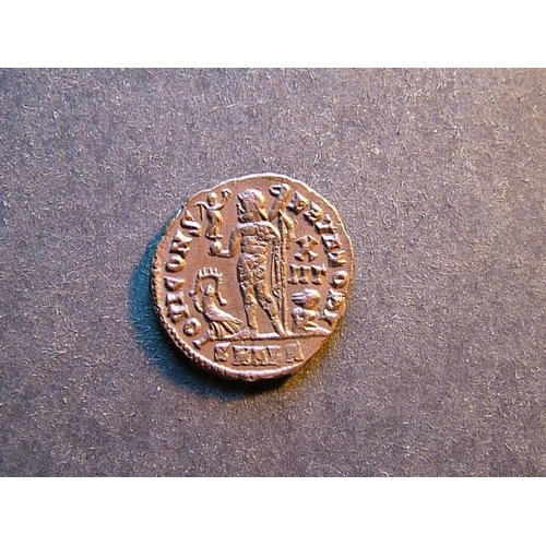 123 - ROMAN IMPERIAL.  Licinius (AD308-324), Ae Follis, IMP C VAL LICIN LICINIVS P F AVG, rad., dr. & cuir... 