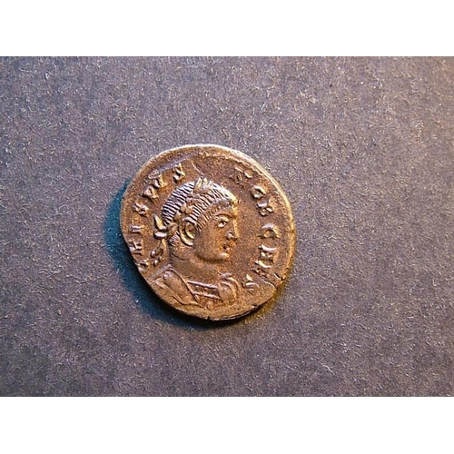 124 - ROMAN IMPERIAL.  Crispus (AD316-326), Billon Centenionalis, CRISPVS NOB CAES, rad., dr. & cuir. bust... 