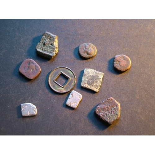 131 - WORLD.  Small but interesting group of Ancients, including Indo-Greek square AE hemi-obols x3, c.1st... 