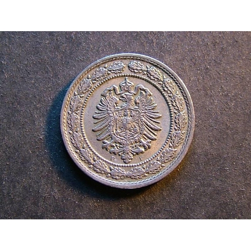 204 - GERMANY.  20 Pfennig, 1887F, KM9.1, VF