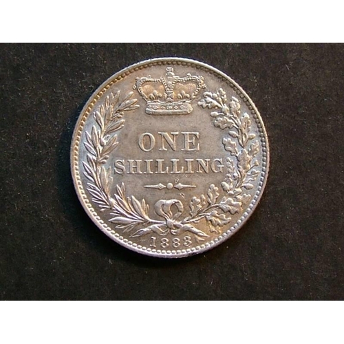 236 - Shilling.  1883, EF, tiny ek, light bag marks.