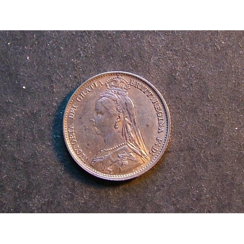 241 - Sixpence.  1892, EF, uneven dark toning, abrasions to obverse.