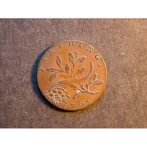 379 - Tradesmen’s Tokens – 18th Century.  Cambridgeshire.  Druid’s head r., CURRENT IN THE COUNTY OF 1795 ... 